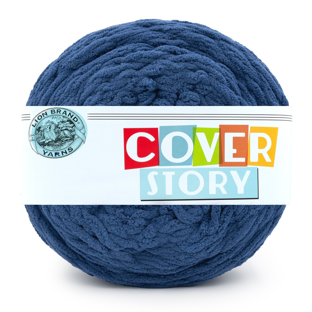 Lion Brand Yarn Cover Story River Super Bulky Polyester Blue Yarn 1 Cake